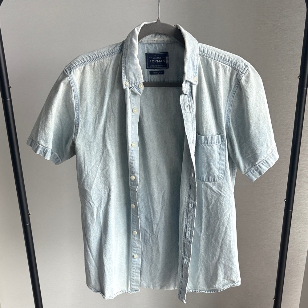 Topman Soft Blue Casual Denim Shirt